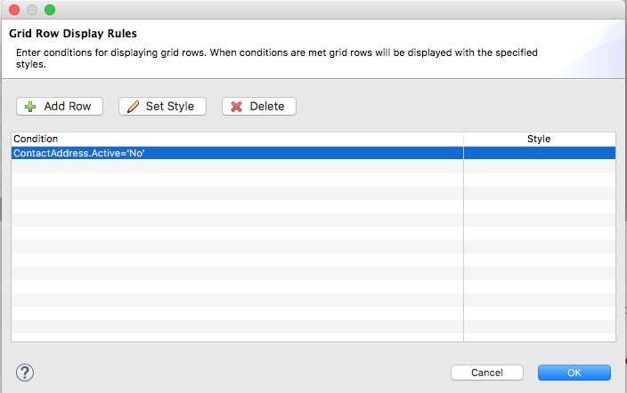 Grid Row Display Rules