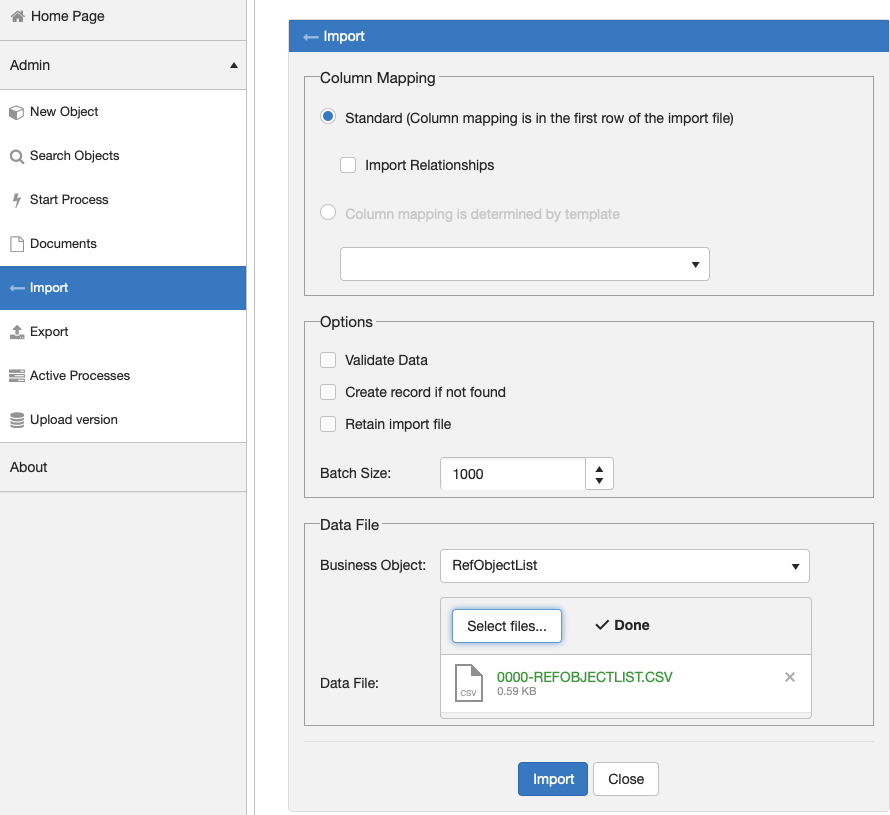 Step Two - Import the RefObjectList.CSV