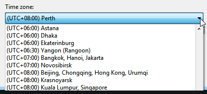 TimeZone List View